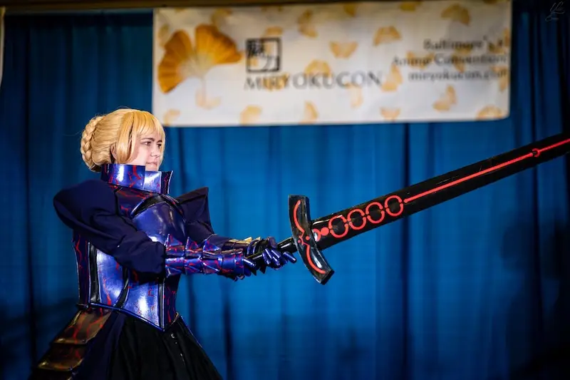 Cosplayer participating in Miryokucon cosplay variety show.